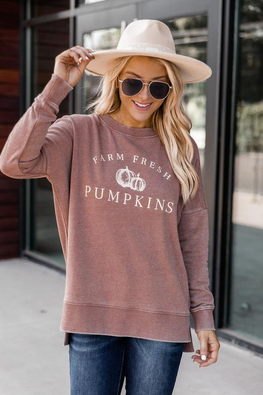 Farm Fresh Pumpkins Rust Graphic Sweatshirt
