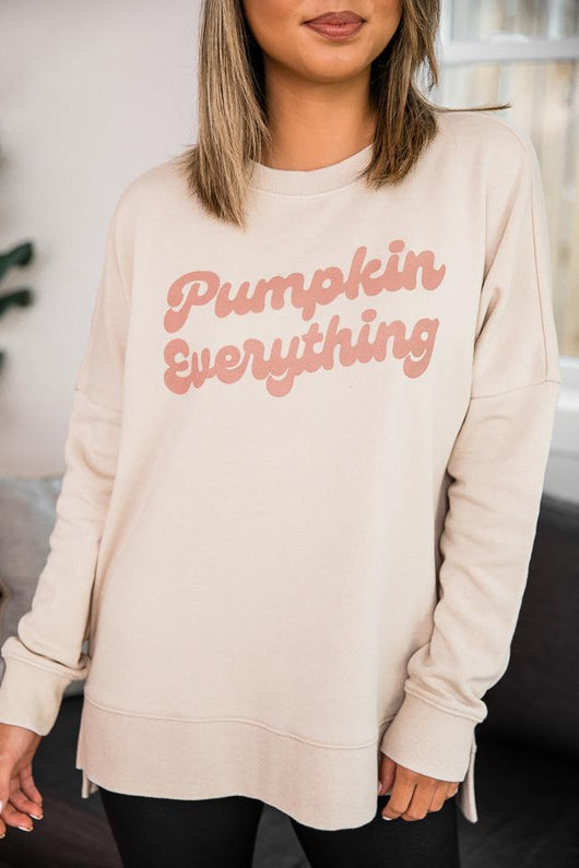 Pumpkin Everything Light Tan Graphic Sweatshirt