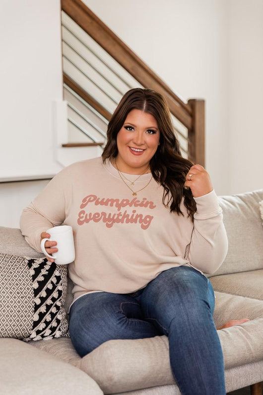 Pumpkin Everything Light Tan Graphic Sweatshirt