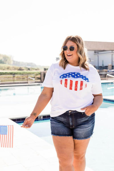 American Lips White Graphic Tee