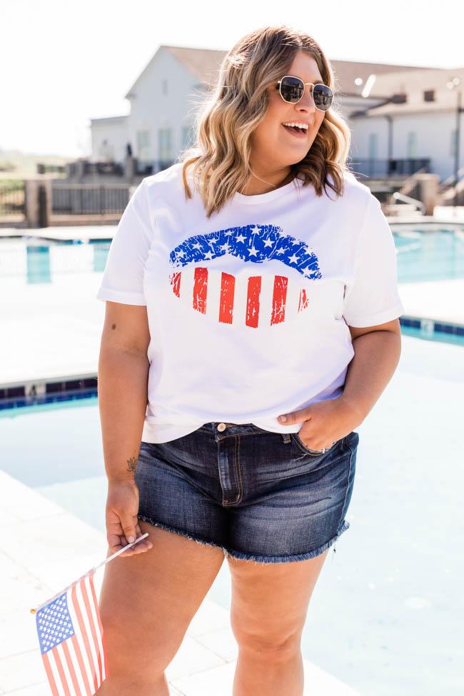 American Lips White Graphic Tee