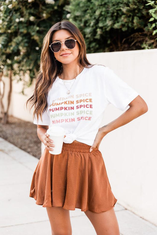 Pumpkin Spice Multi Graphic White Tee