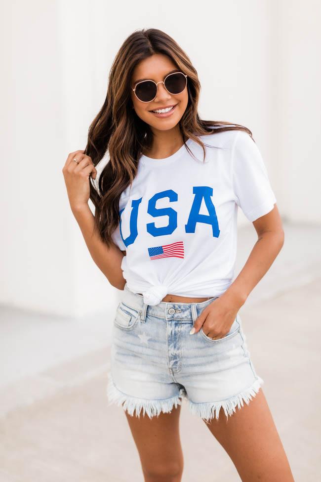 Athletic USA Flag Tee White