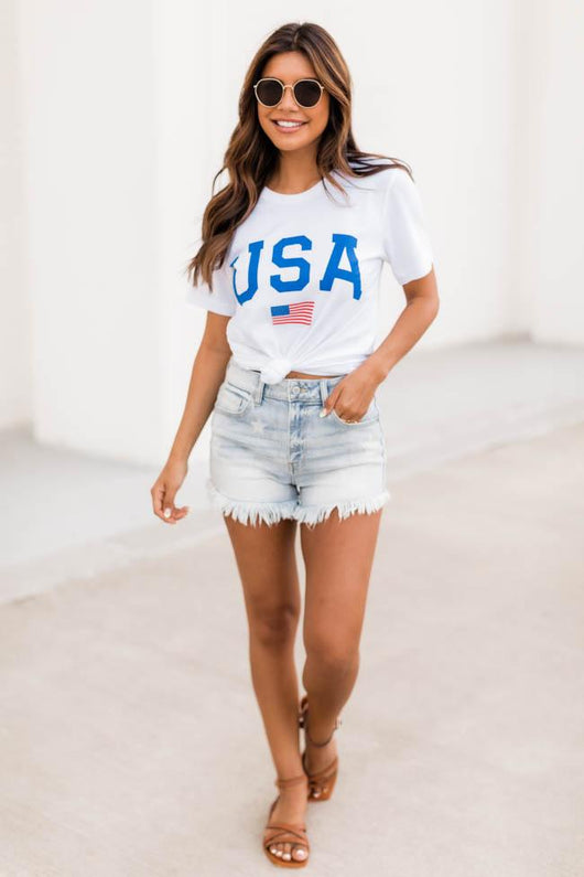 Athletic USA Flag Tee White