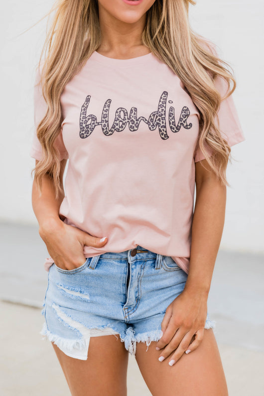 Blondie Animal Print Graphic Tee Peach