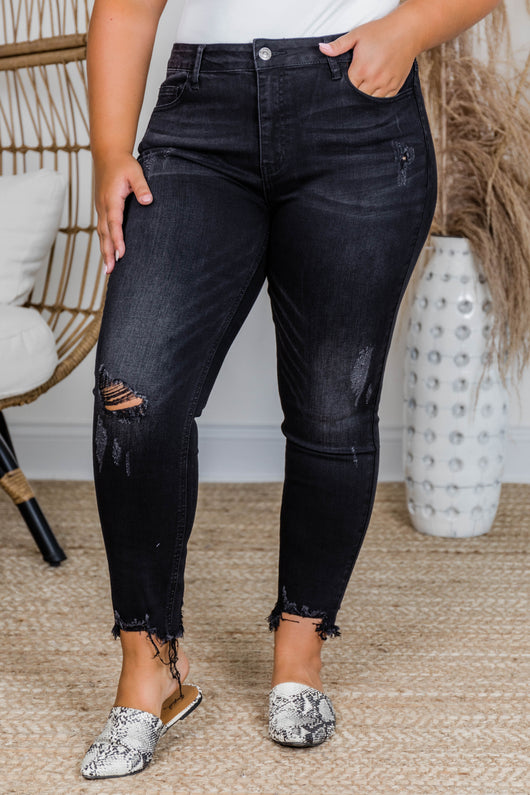 Brittany Distressed Skinny Black Jeans