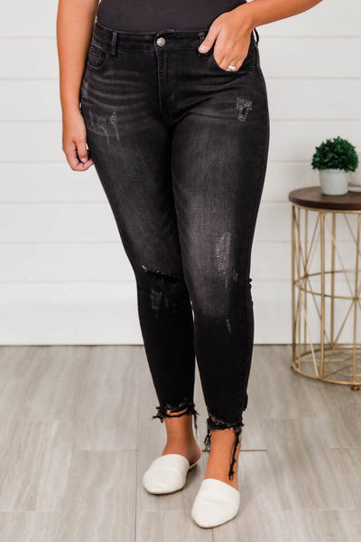Brittany Distressed Skinny Black Jeans