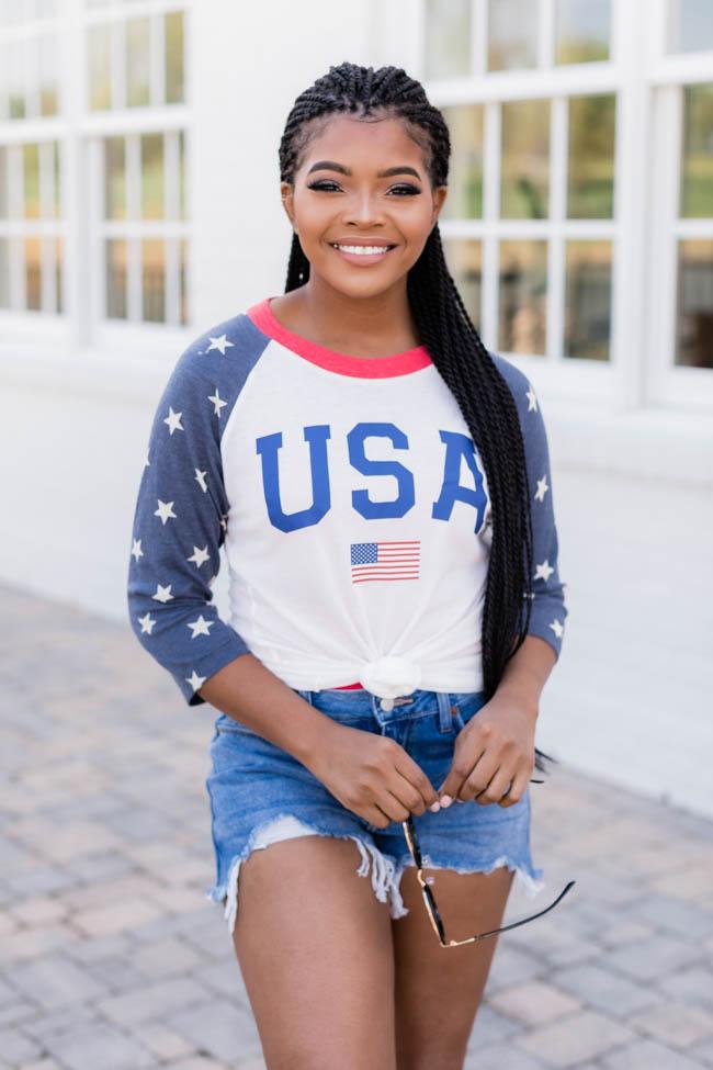Athletic USA Flag Raglan Graphic Tee