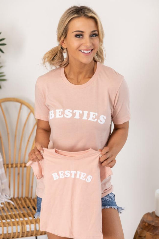 Besties Graphic Tee Peach