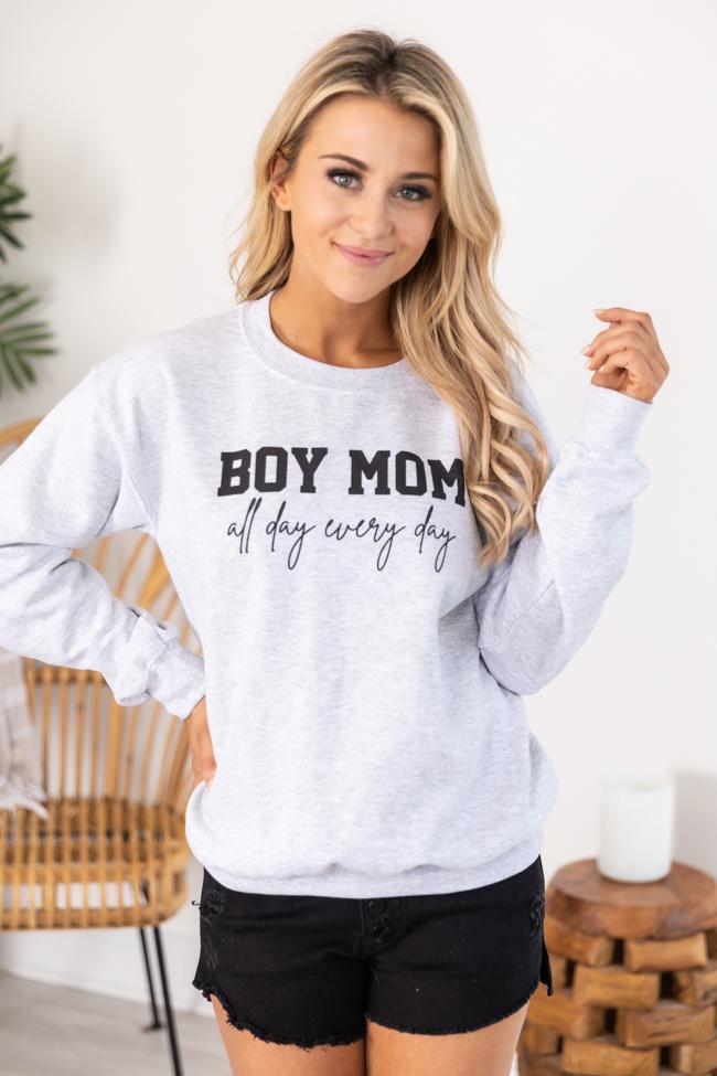 Boy Mom All Day Everyday Graphic Ash Sweatshirt