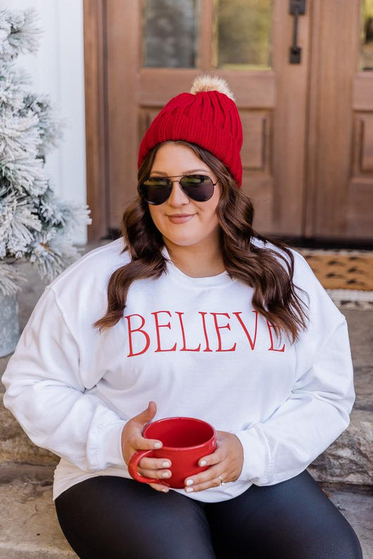 Believe White Graphic Sweatshirt