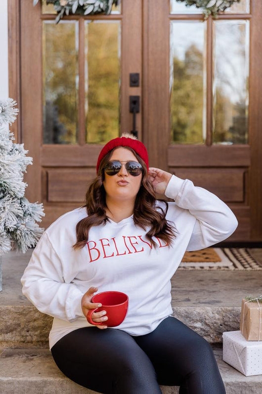 Believe White Graphic Sweatshirt