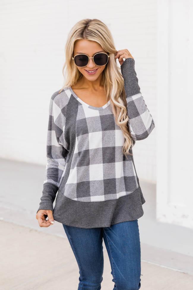 Call This Love Home Cream Plaid Blouse