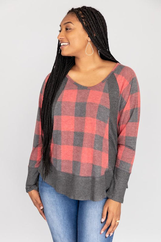 Call This Love Home Red Plaid Blouse