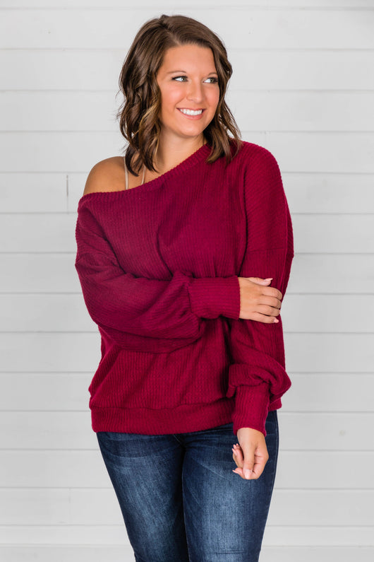 Can't Hide My Feelings Burgundy Pullover