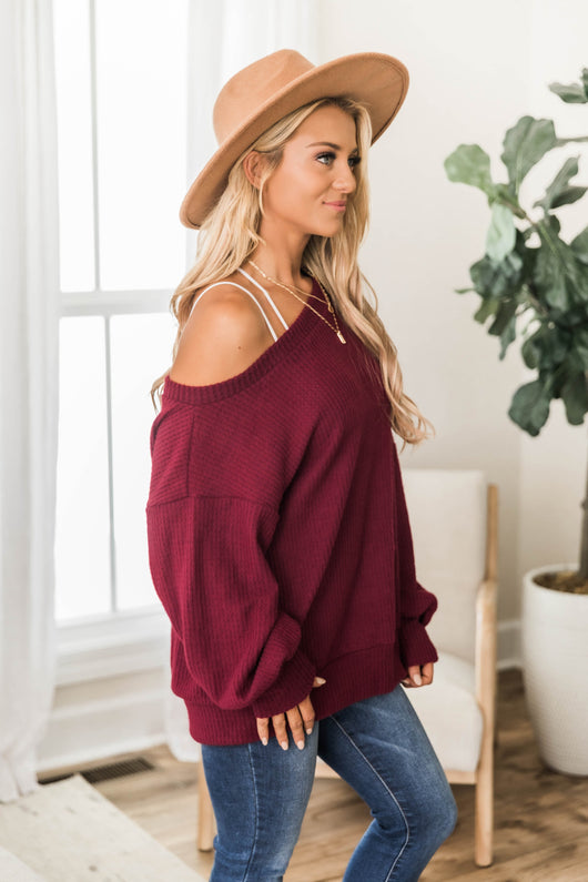 Can't Hide My Feelings Burgundy Pullover
