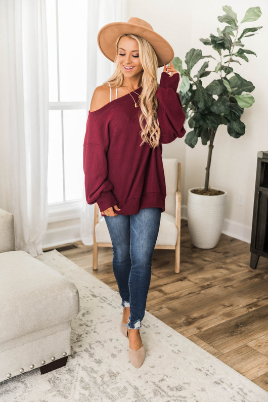 Can't Hide My Feelings Burgundy Pullover