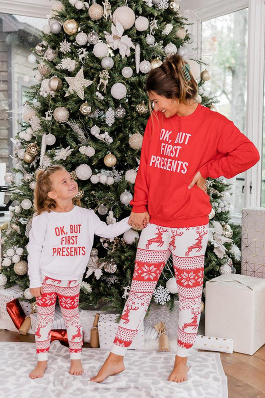 Kids OK, But First Presents White Graphic Sweatshirt
