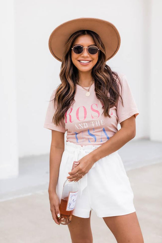 Rose' And The USA Graphic Tee Peach