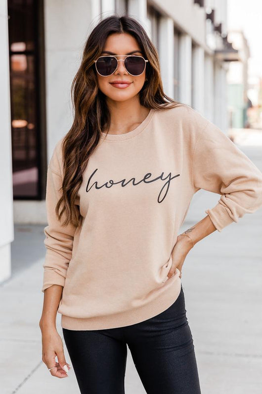 Honey Script Gold Graphic Sweatshirt