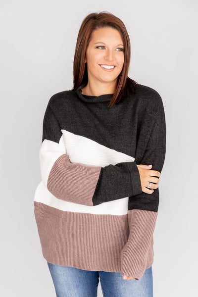 Endless Possibilities Colorblock Turtleneck Black Sweater