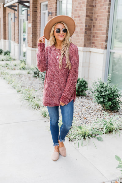 Faithful To My Heart Dark Mauve Sweater