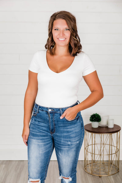 Free Soul Short Sleeve Bodysuit White