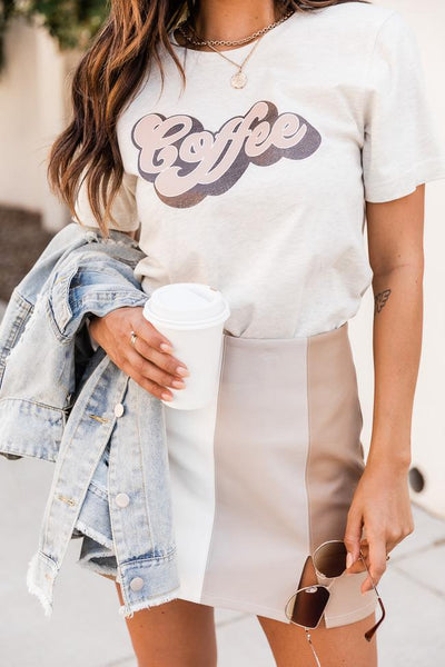 Coffee Retro Heather Natural Graphic Tee