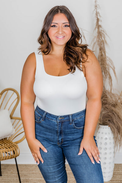 Greater Than This Tank Bodysuit White