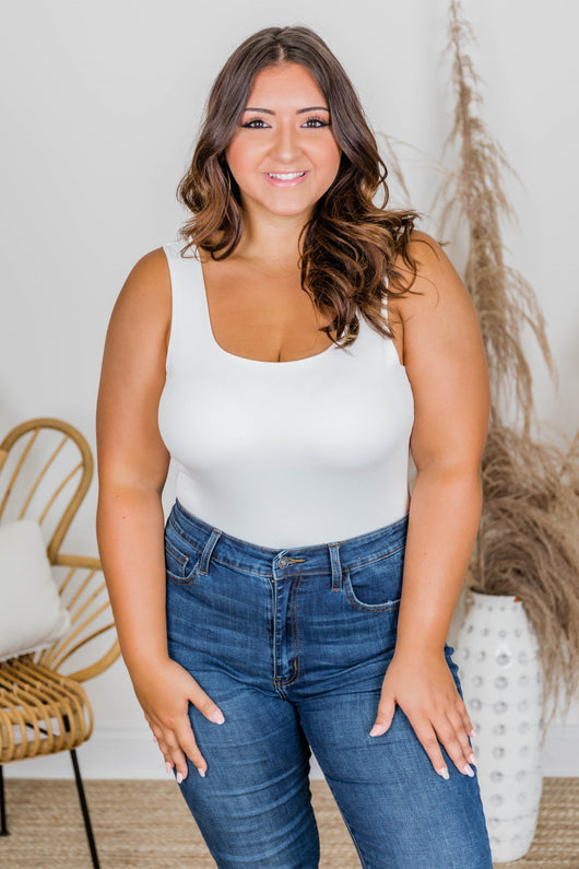 Greater Than This Tank Bodysuit White