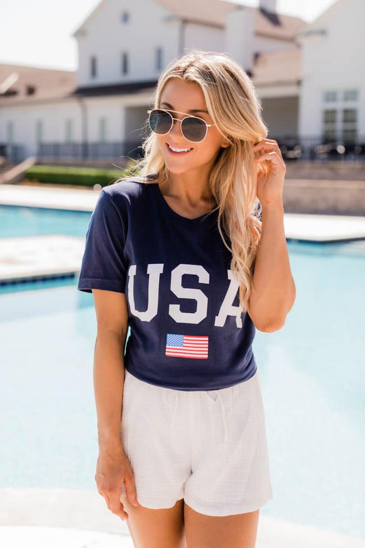 Athletic USA Flag Tee Navy