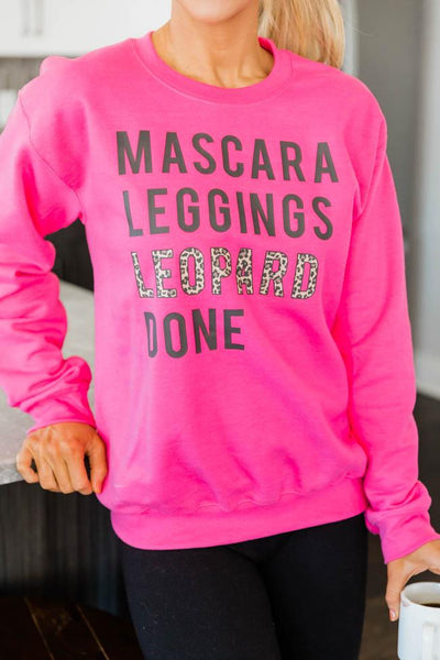 Mascara Leggings Leopard Done Hot Pink Graphic Sweatshirt
