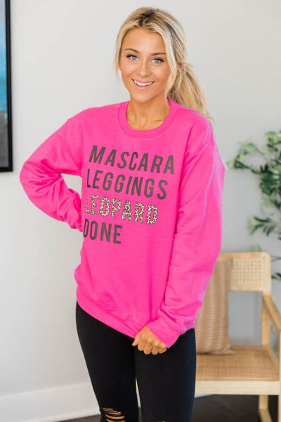 Mascara Leggings Leopard Done Hot Pink Graphic Sweatshirt