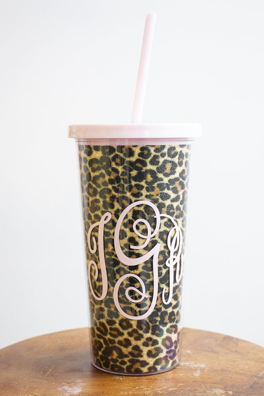 Cheetah Print Monogram Tumbler 24oz