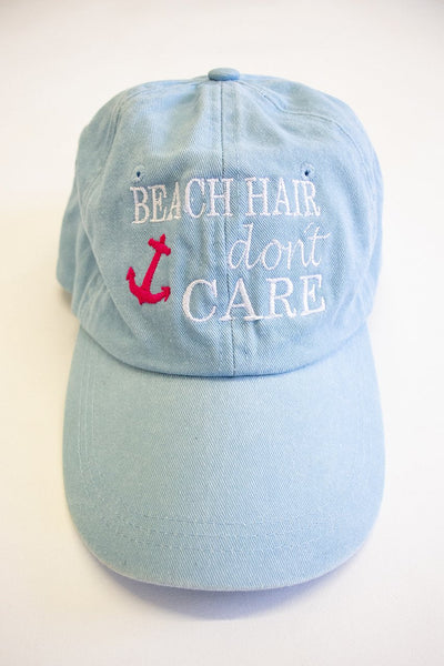 Beach Hair Don't Care Embroidered Baseball Cap