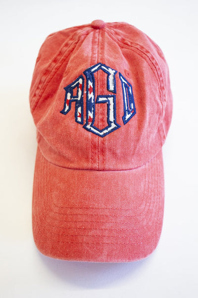 Patriotic Stars Monogram Applique Baseball Cap