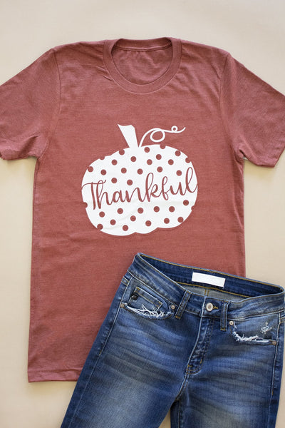 Thankful Polka Dot Pumpkin Graphic Tee