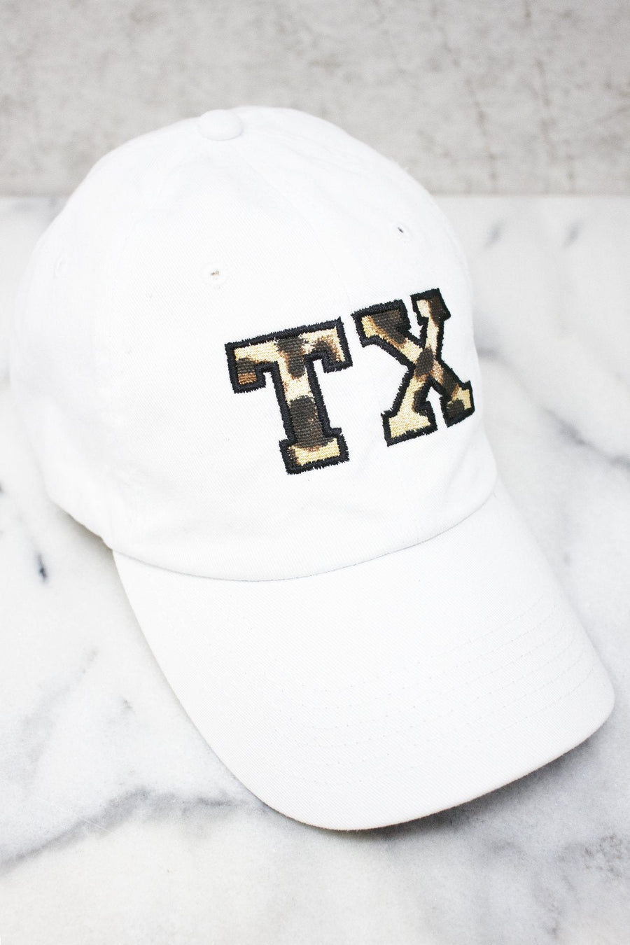 Leopard Print State Letters Applique Baseball Cap