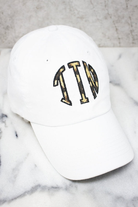 Leopard Print Monogram Applique Baseball Cap