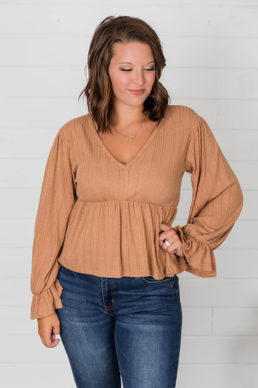 It's All Because Of You Light Brown Blouse