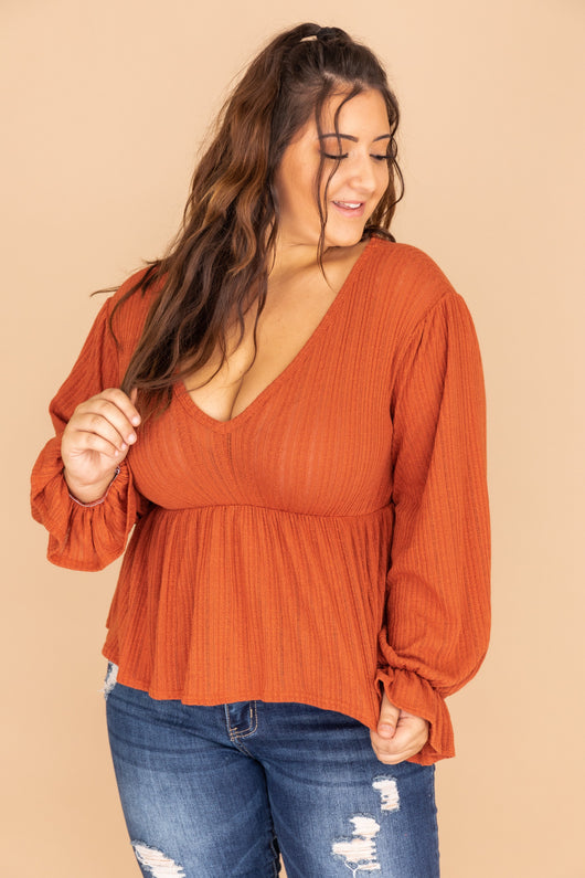 It's All Because Of You Rust Blouse FINAL SALE
