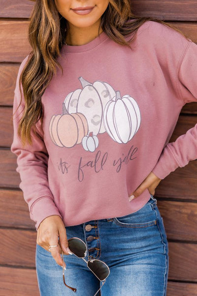 It's Fall Y'all Mauve Graphic Sweatshirt