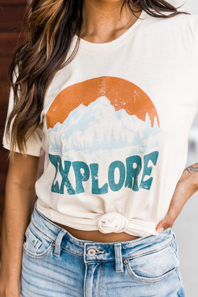 Explore Cream Graphic Tee