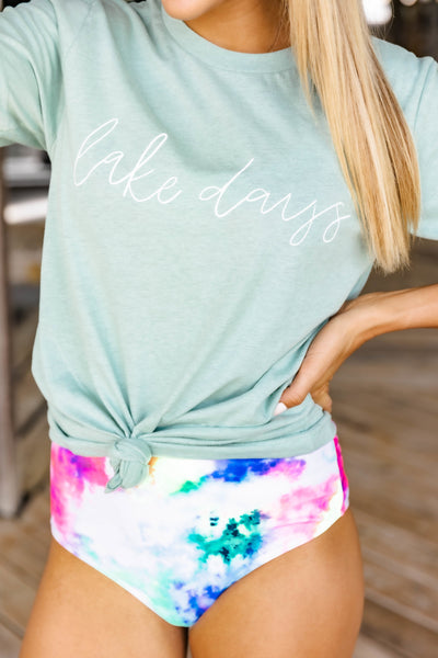 Lake Days Graphic Tee Heather Dusty Blue