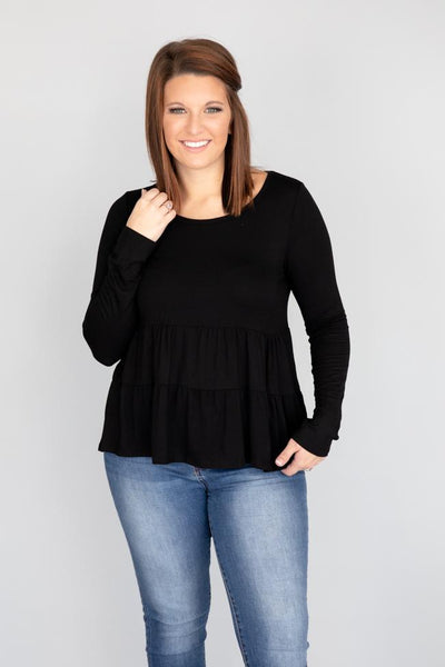 Layered In Tiers Black Blouse
