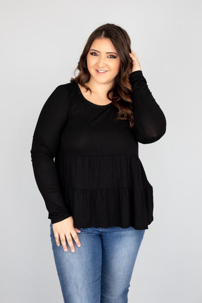 Layered In Tiers Black Blouse
