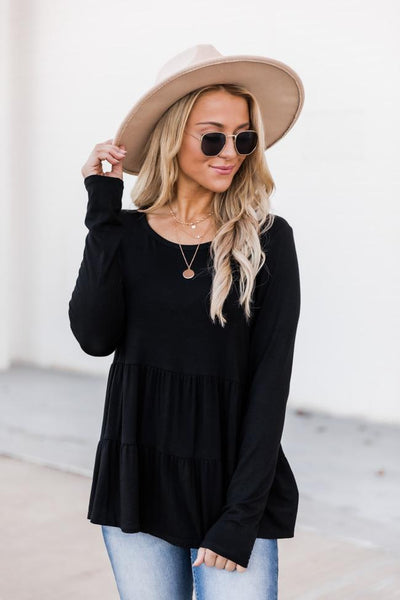 Layered In Tiers Black Blouse
