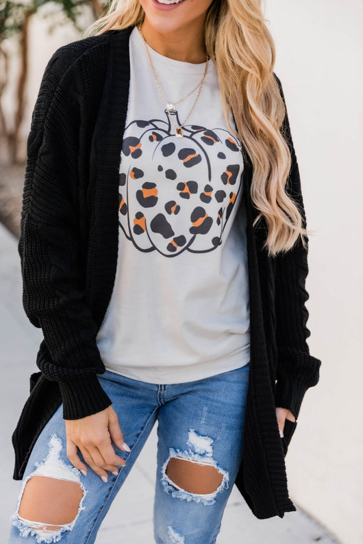 Leopard Pumpkin Graphic Heather Dust Tee