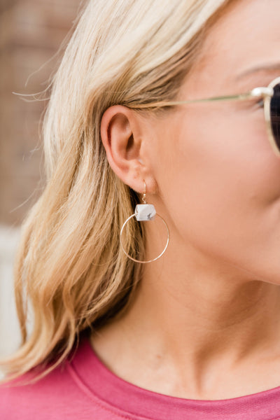 Living The Dream Marble Hoop Earrings Gold
