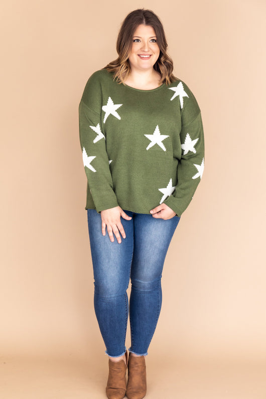 Lost In The Stars Distressed Olive Sweater FINAL SALE